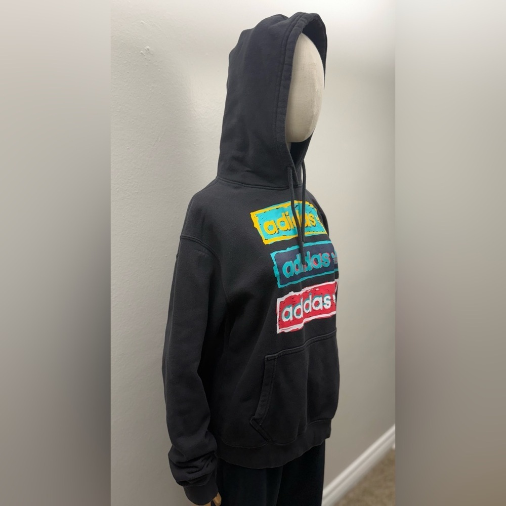 Adidas Black Hoodie with Colorful Logo Unisex - Picture 4 of 13